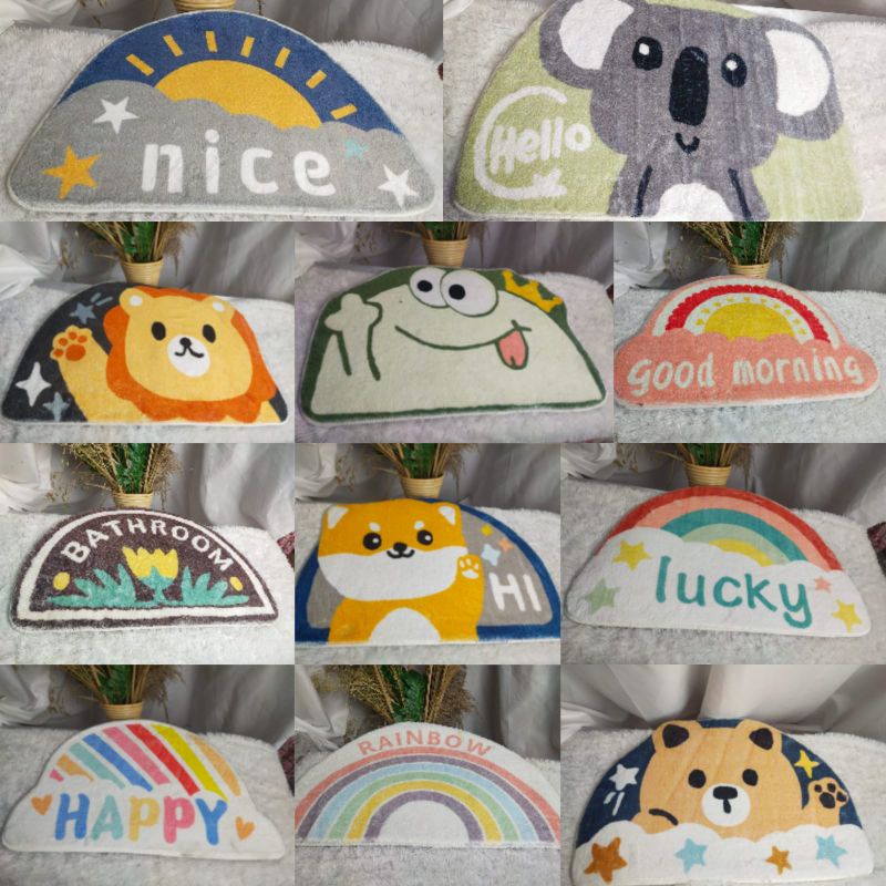 Ready stok Keset Bulu karakter Rainbow lucu