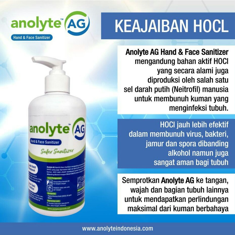 Hand Sanitizer  plus skincare Food Grade Anolyte AG. Hand Sanitizer Anak. Hand Sanitizer Cair 500ml