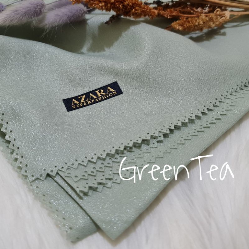 Hijab Segi Empat Azara nur sinar glamour Laser Cut kerudung hijab segiempat glowing 110 x 110-Greentea Sinar