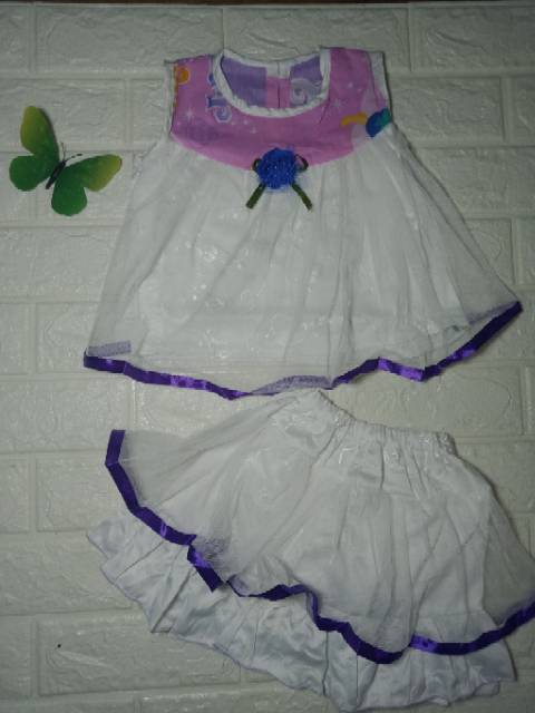 Setelan rok tutu anak 1-3 tahun bordir mawar