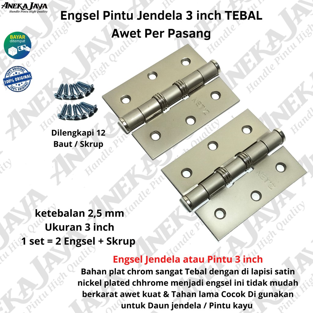 Engsel Tebal Daun Jendela - 3 Inch