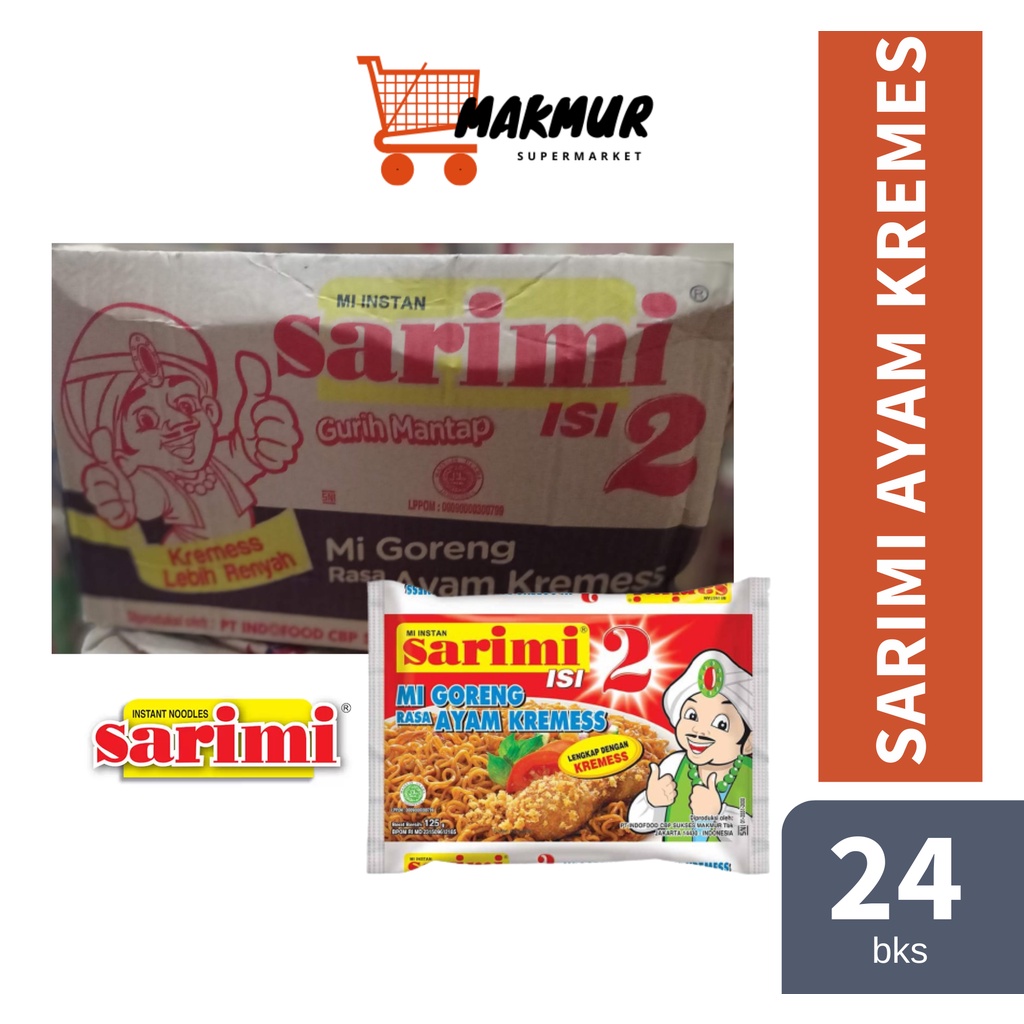 

Sarimi Rasa Ayam Kremes isi 2 - 1 Dus isi 24 bks