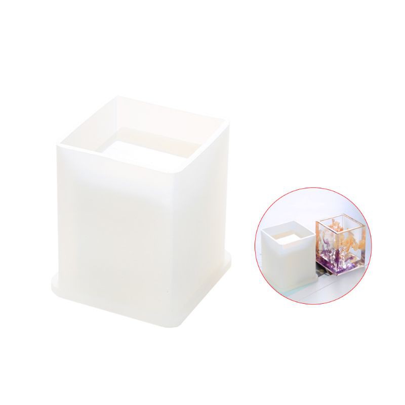 Moonlight&quot; DIY Crystal Epoxy Mold Square Cylindrical High Mirror Pen Small Flower Pot Molds