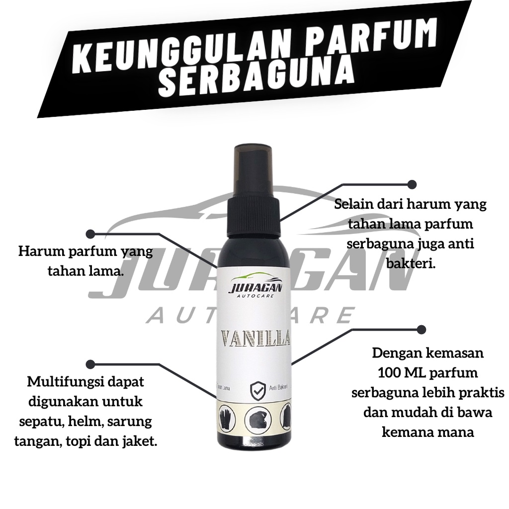 Parfum Helm Anti Bakteri - Penghilang Bau Jaket Sepatu Helm Kopi Vanilla Bubble Gum Juragan Autocare