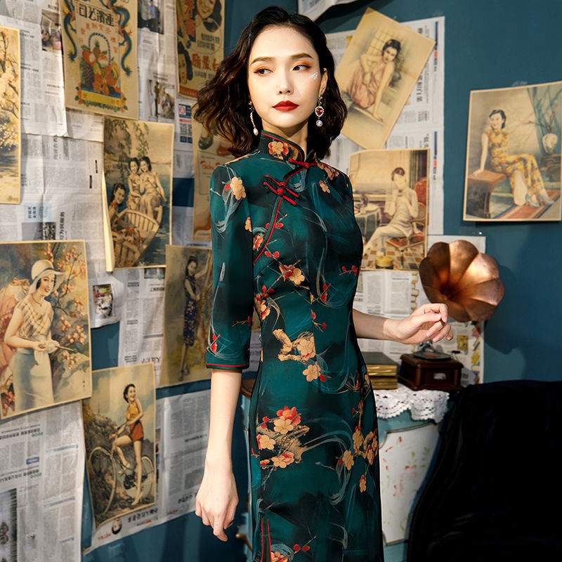 Improved cheongsam dress girl old Shanghai retro Republic of China celebrity temperament elegant sho