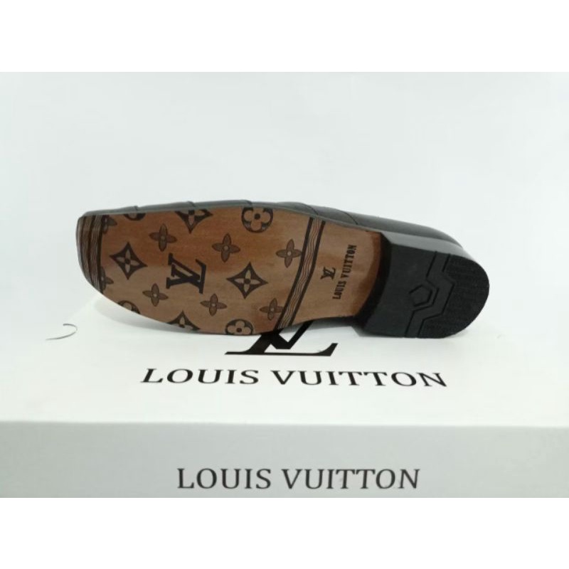 OXFORD LV SEPATU PANTOFEL KULIT ASLI PRIA CASUAL - SEPATU KANTOR KASUAL - PANSUS HITAM LV FLORANCE