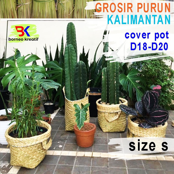 Grosir Bakul Cover Pot Anyaman  Purun  size S Shopee 