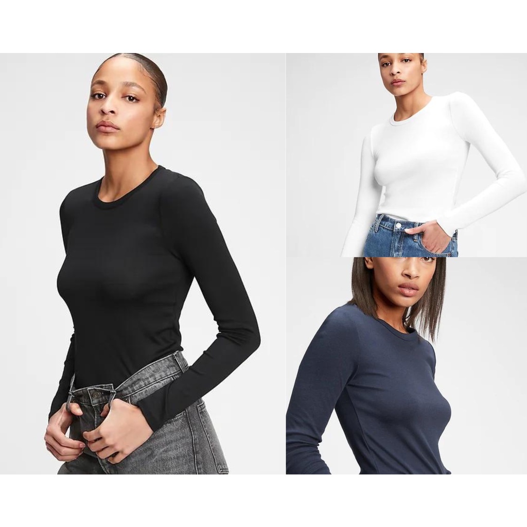 GAP Modern Crewneck Long Sleeve T-shirt / Kaos wanita lengan panjang