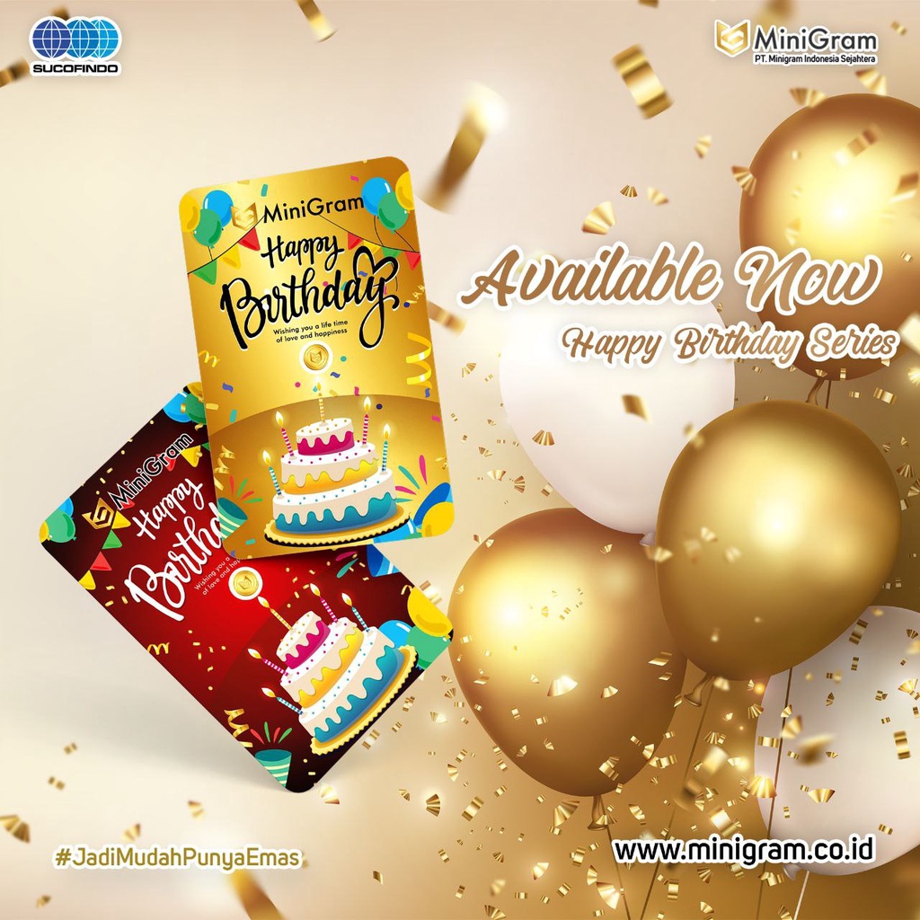 TAO Distributor Agen Resmi MINIGRAM Birthday Series Logam Mulia Emas Murni 24k Sertifikat Resmi (0.005 gram )