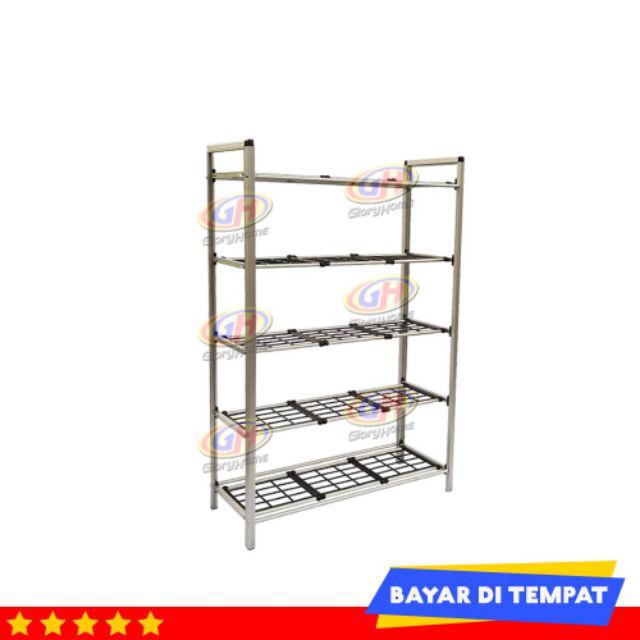 Glory Home Rak Tempat Sepatu Sandal Aluminium 5 Susun