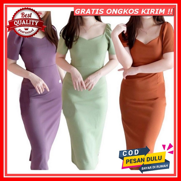 Ilook | Dinar Dress | Midi Dres Korea | Fashion Korean Stlye Baju Dres Natal Wanita Midi Deres Dress