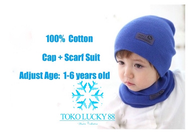 IMPORT Hat + Scarf Kids Topi kupluk anak dan syal anak bahan lembut