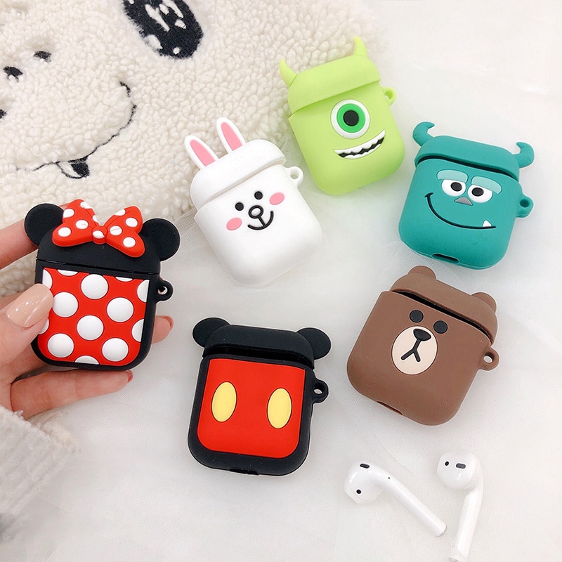 Case Pelindung Bahan Silikon Motif Kartun untuk airpods Bluetooth Wireless