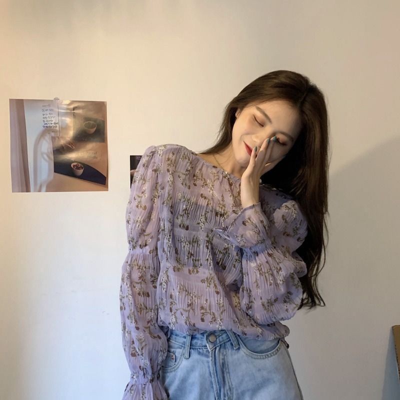 blouse import korean / atasan bunga flower floral garden atasan blouse korea bangkok vintage import