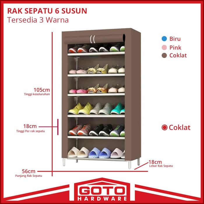 Produk Shoe Rack Portable Rak Sepatu Lipat Susun 7 Tingkat 6 Ruang Murah Shopee Indonesia