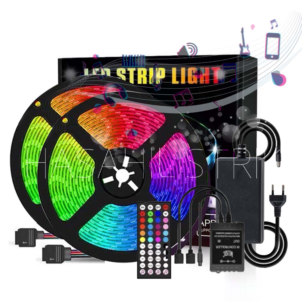 PAKET LAMPU LED STRIP 2835 5050 RGB 5M 10M IP44 IP33 RGB REMOTE LAMPU HIAS WARNA WARNI LAMPU KAMAR AESTHETIC