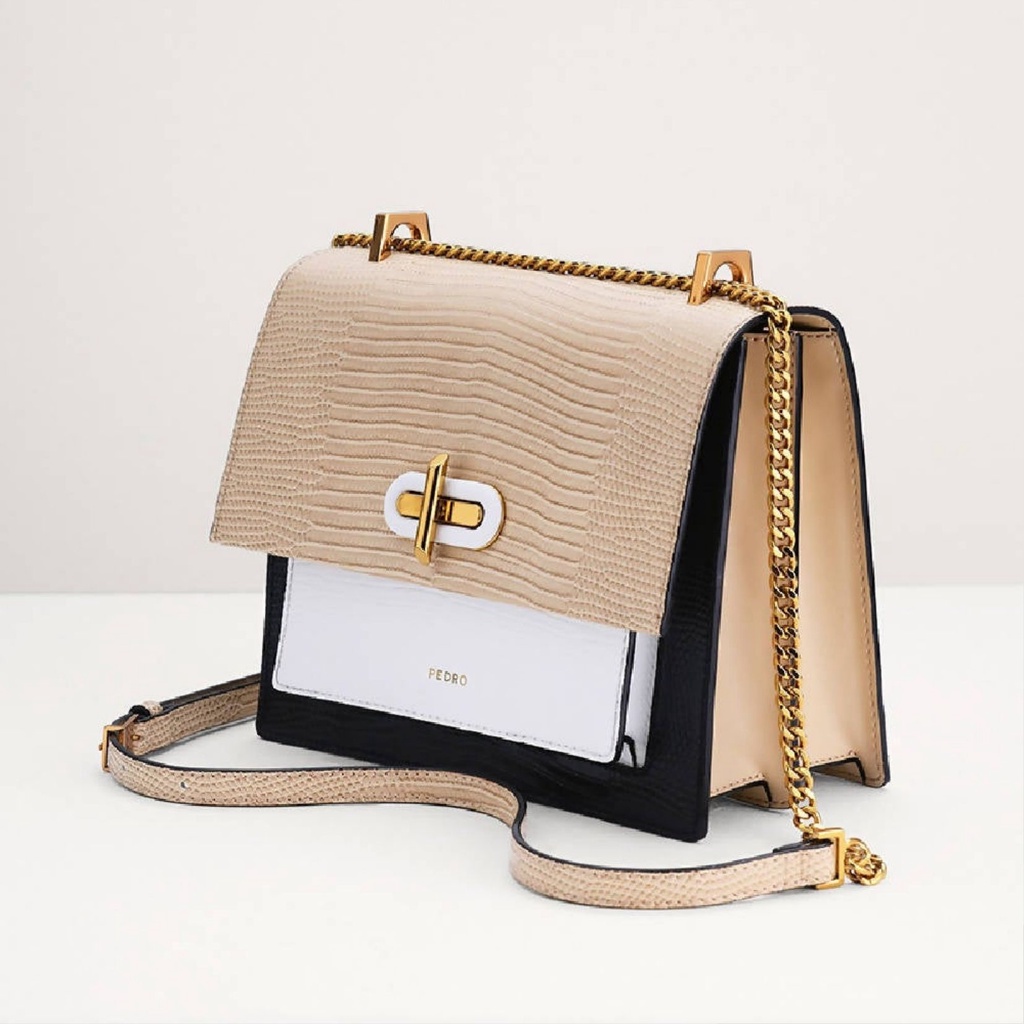Tas Pedro Wanita Lizard-Effect Shoulder Bag