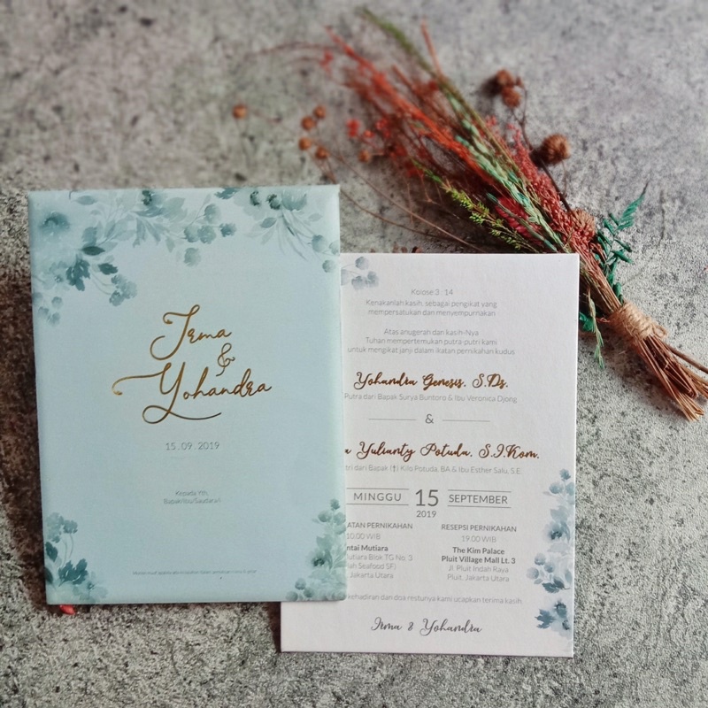 UNDANGAN HARD COVER SINGLE BOARD/UNDANGAN PERNIKAHAN MURAH/UNDANGAN PERNIKAHAN ELEGANT