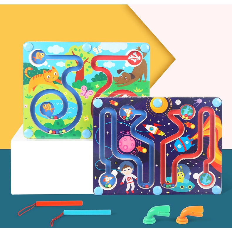 [LOGU] Mainan Puzzle Magnetic Bead anak, Mainan Maze labirin Toy, Maze Finger