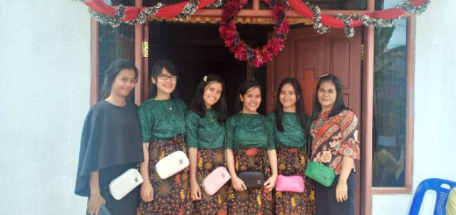 Couple Mini Dress Batik Brokat Brukat Katun Primisima Batik Sarimbit Hijau Botol Merah Gold Natal