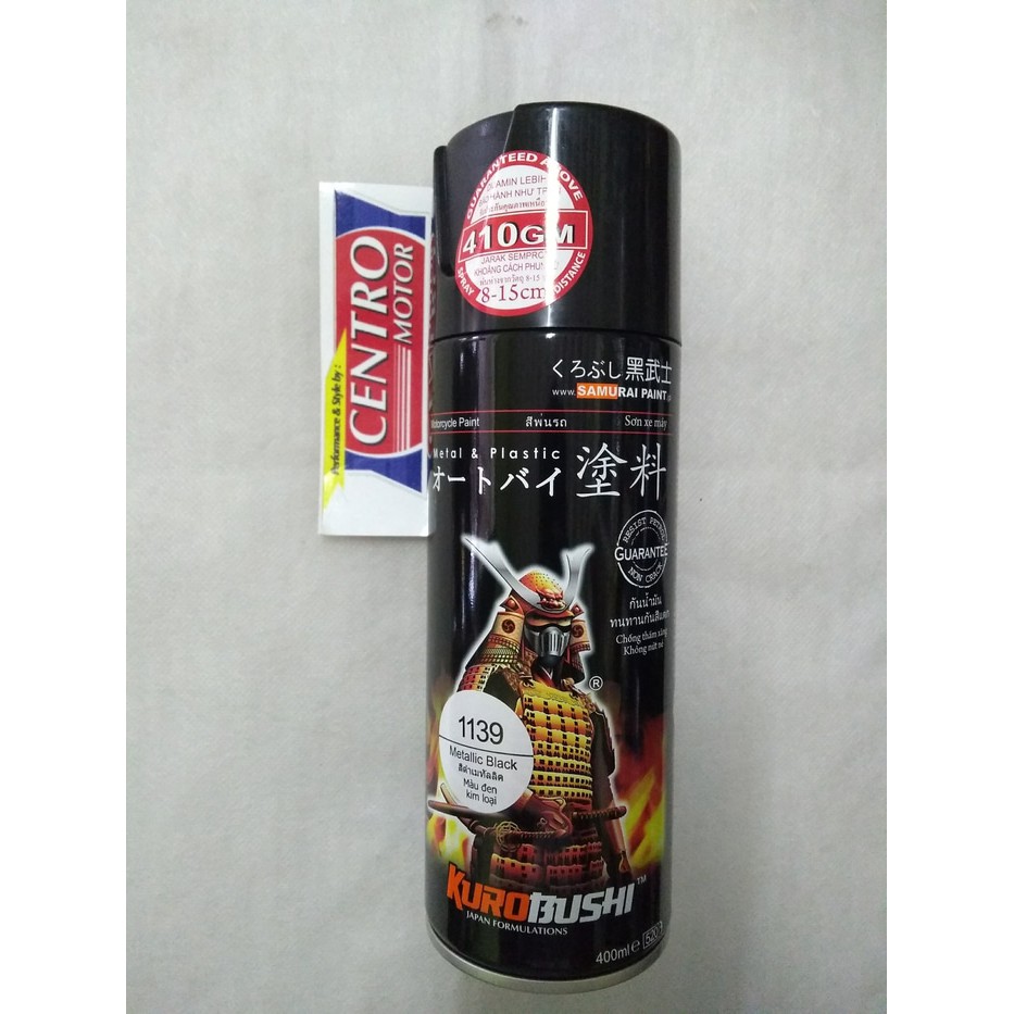 SAMURAI PAINT 1139 METALLIC BLACK 400ml. CAT SEMPROT/pylox HITAM METALLIC