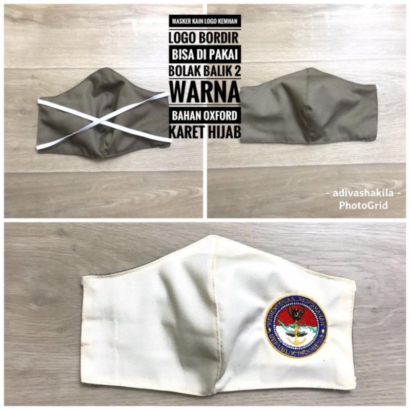 MASKER KAIN PDH KEMHAN 2LAPIS LOGO BORDIR