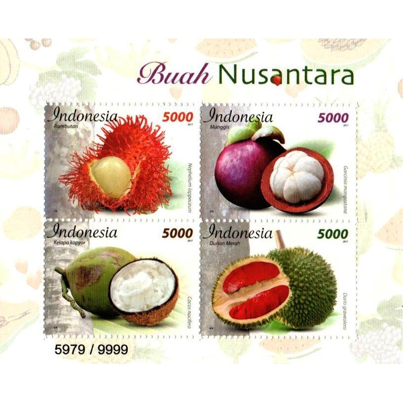 

Perangko Indonesia 2017 Buah Nusantara Rambutan Manggis Durian MS MNH