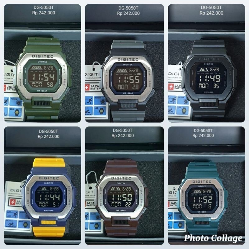 JAM TANGAN PRIA WANITA DIGITEC 5050 T DIGITAL TALI KARET WATER RESIST ORIGINAL