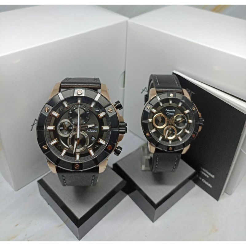 Jam Tangan Couple Pria / Wanita Alexandre Christie 6609 AC6609 AC Couple Tali Kulit