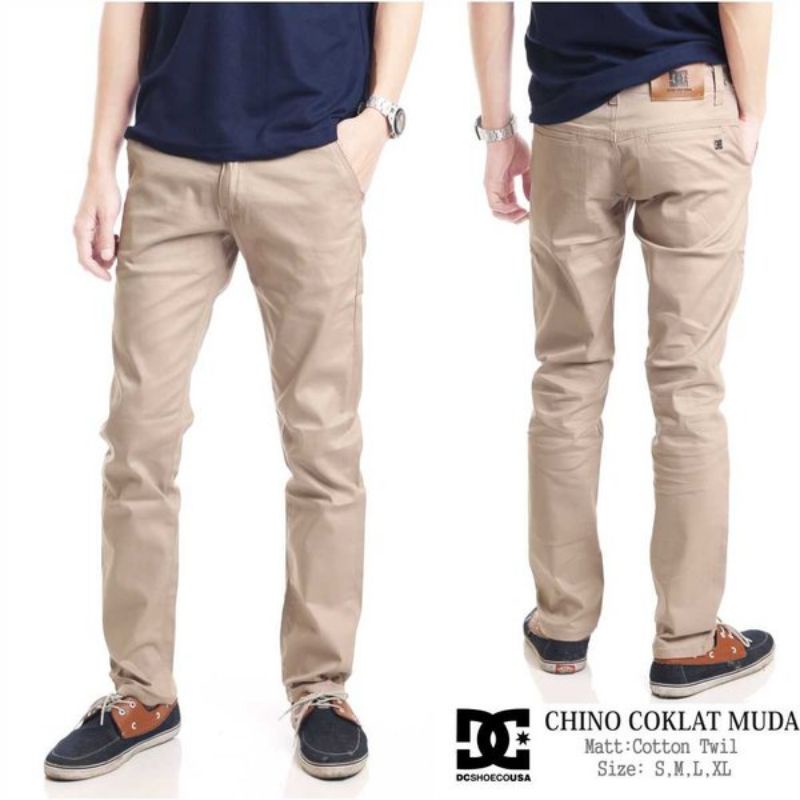 Celana panjang Chino pria kasual/ Chino polos slim fit