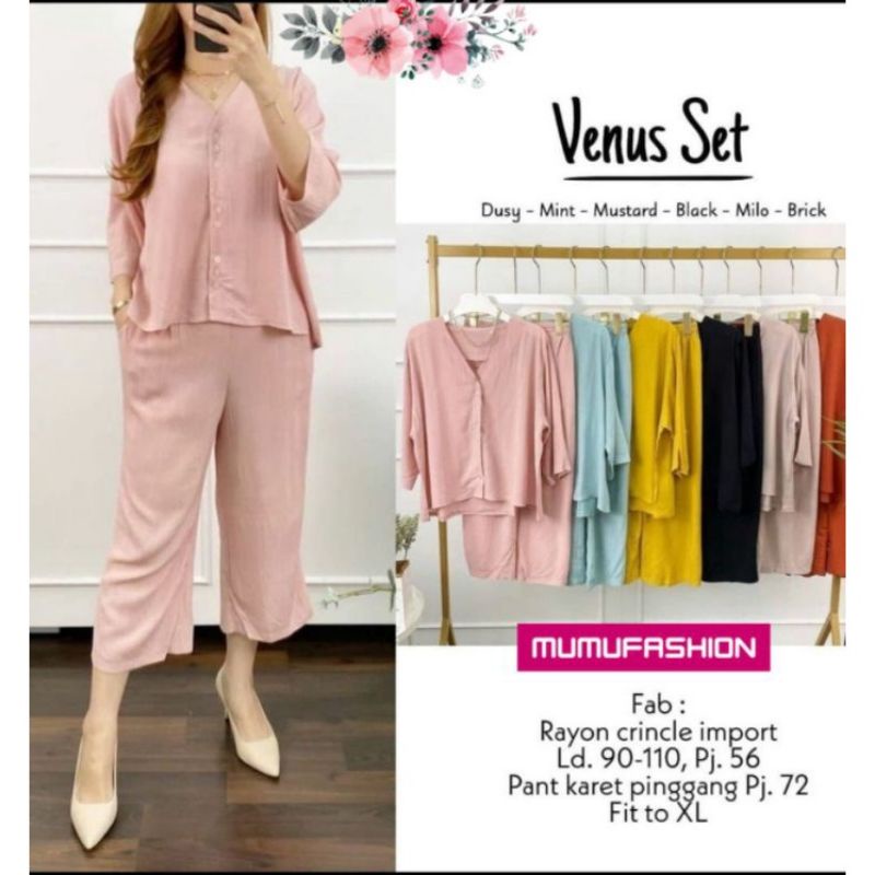 venus set cringkle premium setelan wanita polos busui