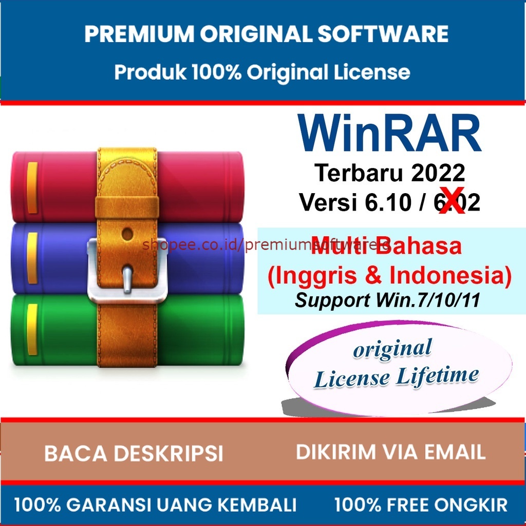 Winrar Original 6.11 Terbaru 2022 License Atas Nama Anda For Win XP 7 10 Dan 11