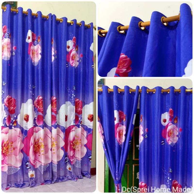 Gorden Tirai Homemade Smokring Biru