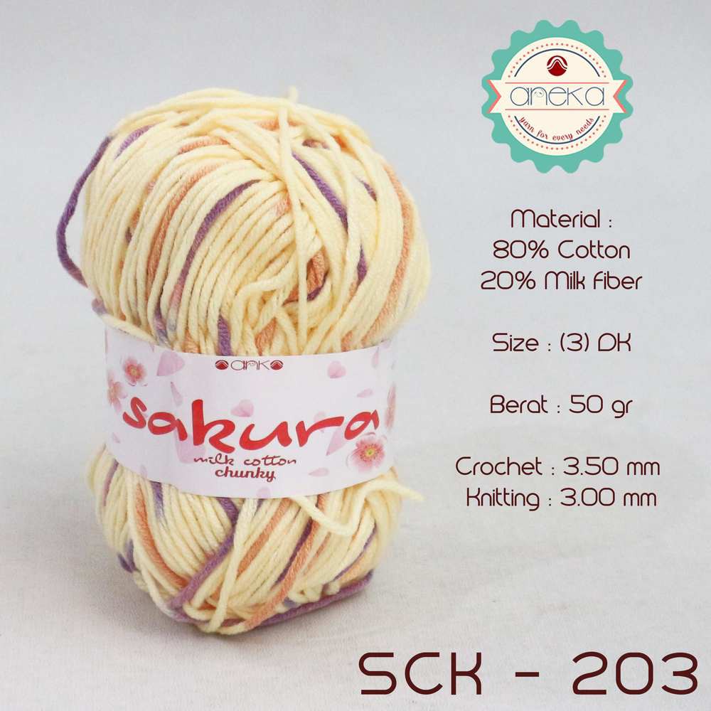 Benang Rajut Katun Susu Sakura Milk Cotton Chunky - 203