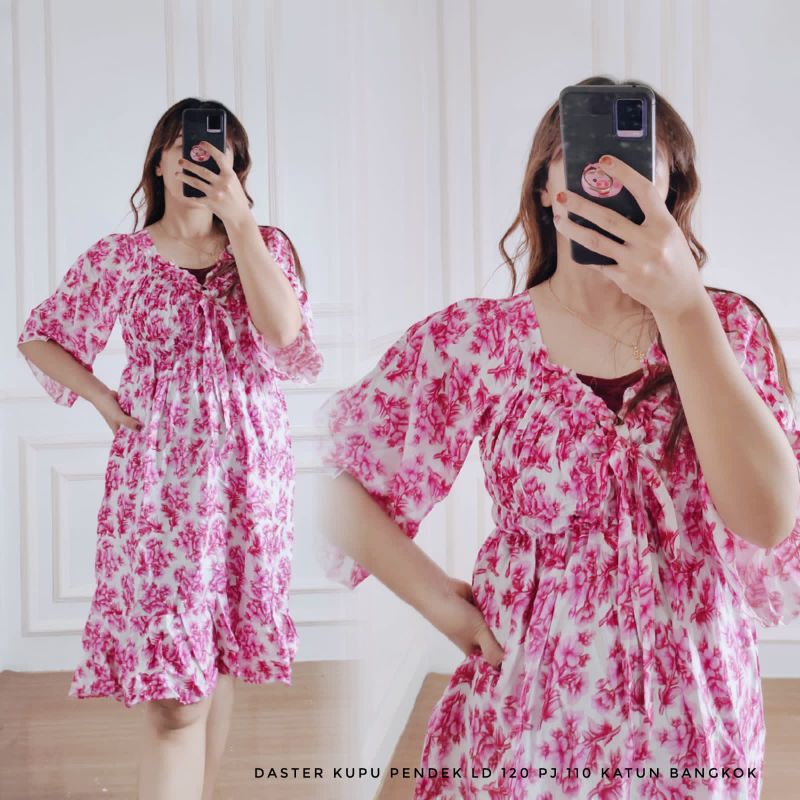 Daster Dress Homedress Jumbo Kerut Serut Dada Busui Hamil  Motif Bunga Rayon Premium Cantik Remaja W