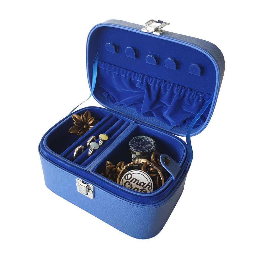 Kotak Tempat Perhiasan Emas Kalung Cincin Gelang Anting Warna BIRU BENHURE