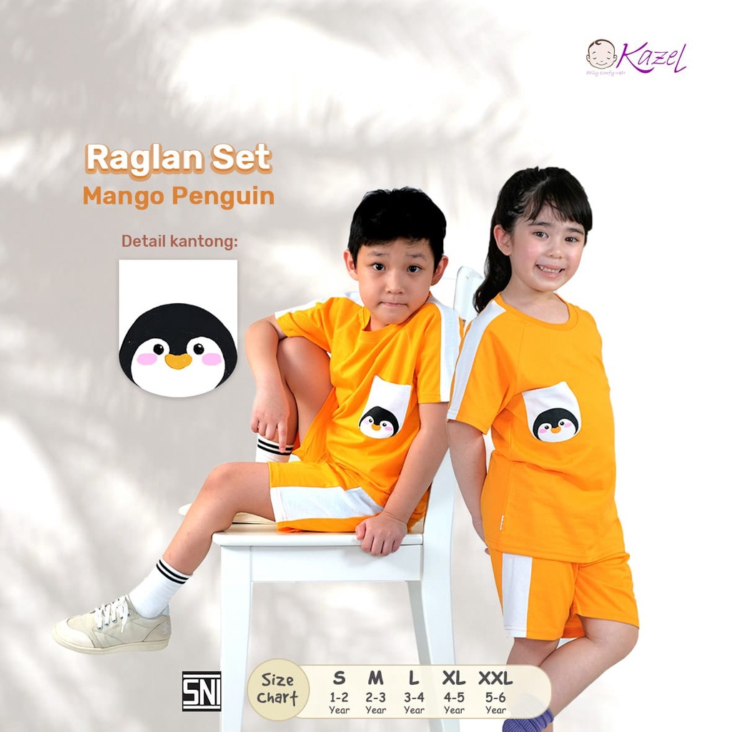 Kazel Setelan Pendek Raglan Set 1-5 Tahun / Setelan Pendek