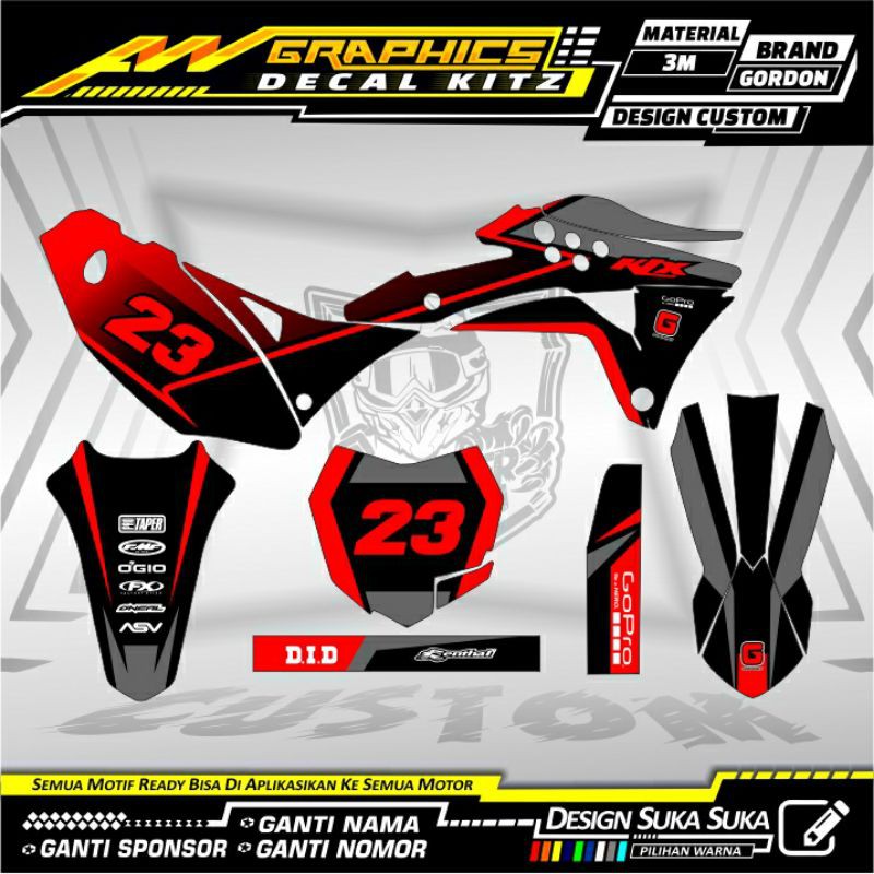 Decal KLX Gordon Merah Silver Simple