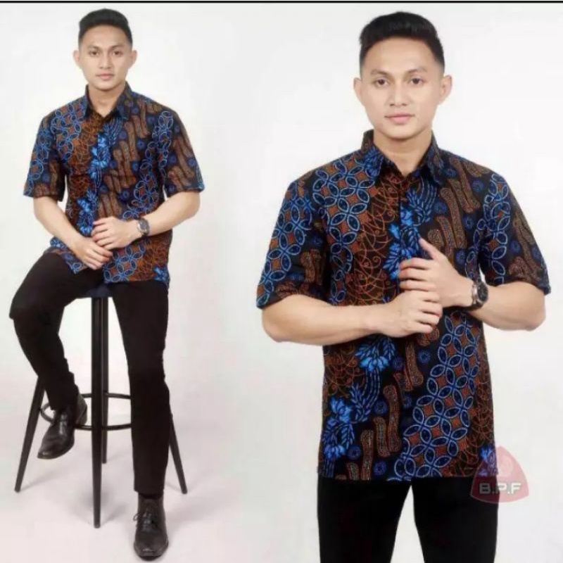 Kemeja Batik Pria Motif Seno Kawong HIJAU BOTOL  Ukuran M, L, XL, XXL, 3XL