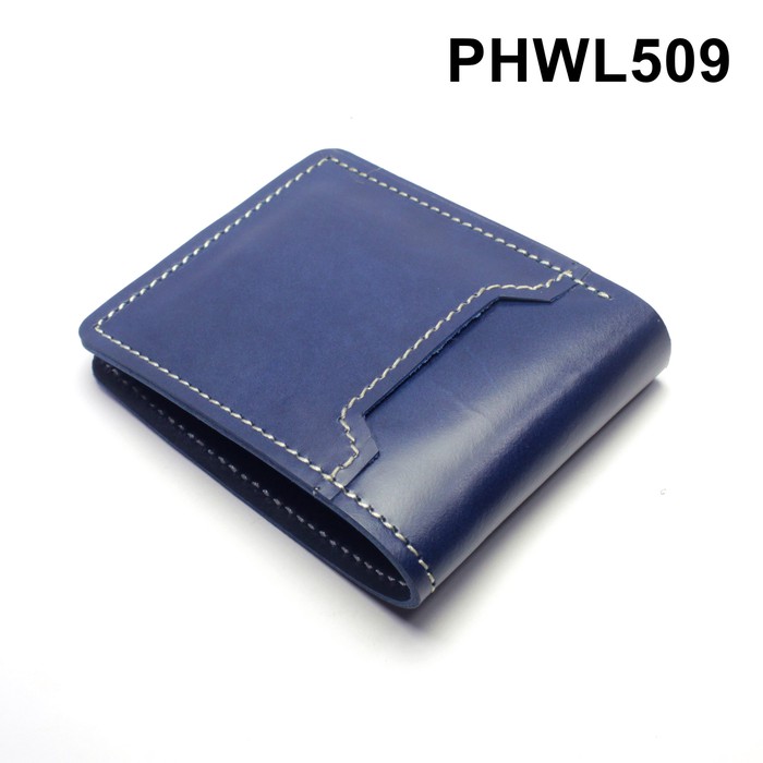 dompet pria kulit asli bifold model saku diluar warna biru - PHWL509