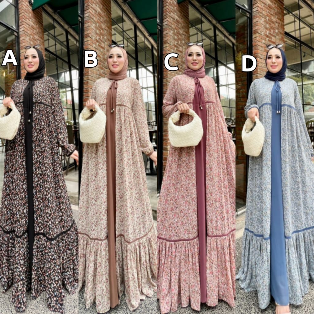 Saufa 2 by GLAMZ Gamis lengan buntung + long outer CERUTY FASHION BRANDED STORE