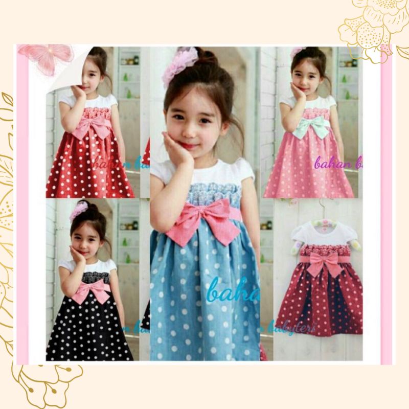 Dress Anak Perempuan Polkadot - Dress Anak Lucu Umur 2 3 4 Tahun - Baju Anak Pesta