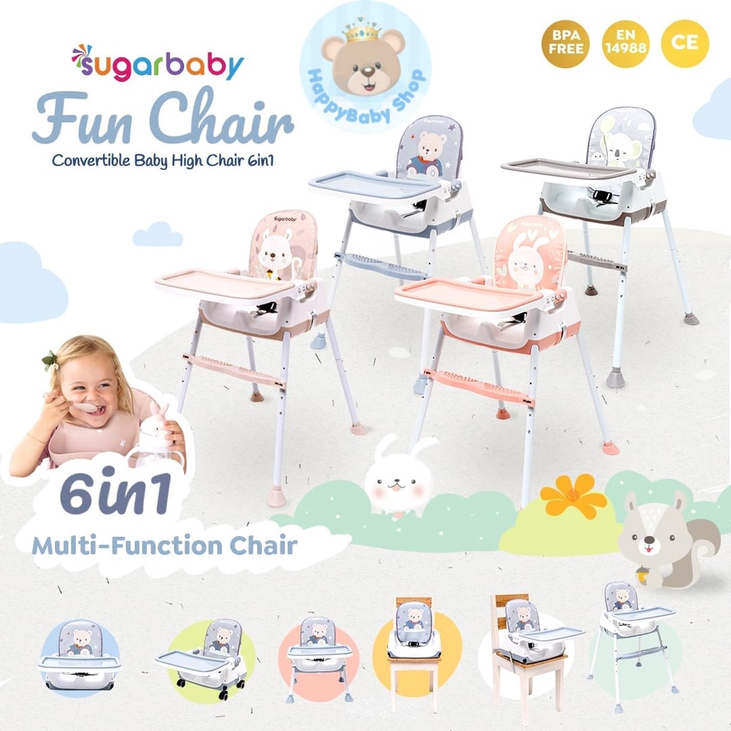 Sugarbaby MY CHAIR // FUN CHAIR // Sit On Me Folded ( BABY BOOSTER &amp; HIGH CHAIR ) 6 Growing Stages