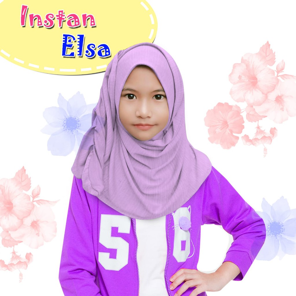 Gratis Ongkir Jilbab Anak Instan untuk SD Hijab Anak-anak Model Elsa Ungu