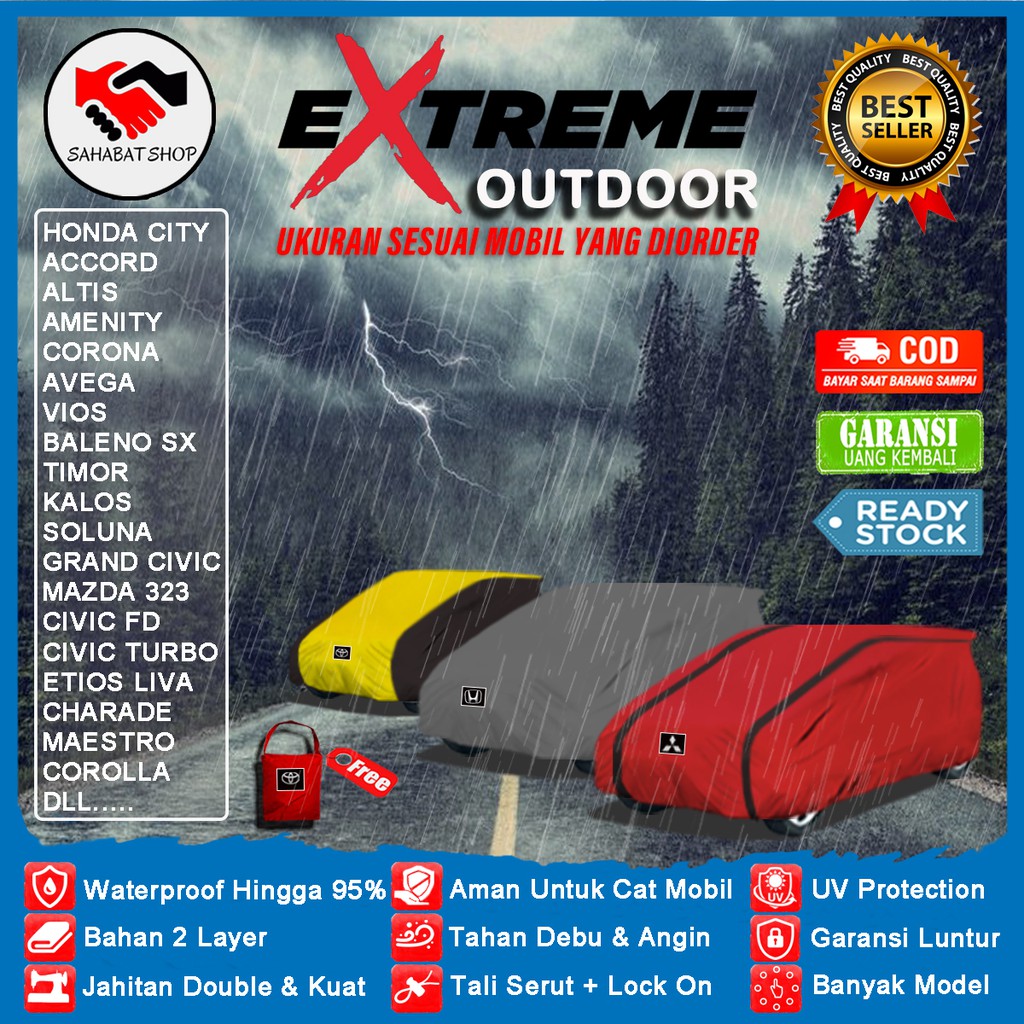 Car Body Cover Sarung Mobil Waterproof Sedan Vios Civic Soluna Corolla City All New Baleno Altis BMW Mercy Selimut Tutup Mantel Penutup Jas Outdoor Anti Air Panas Luntur