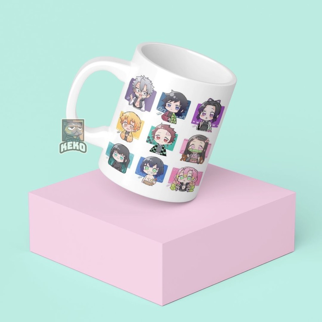 Gelas Mug Gambar Chibi Karakter Anime Demon Slayer