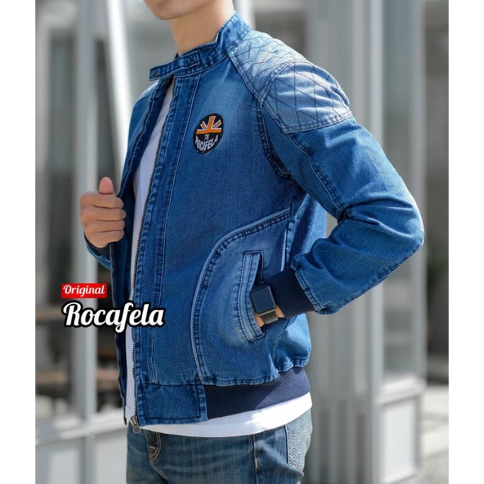 Jaket Jeans Denim Pria Quilting Rocafela Original
