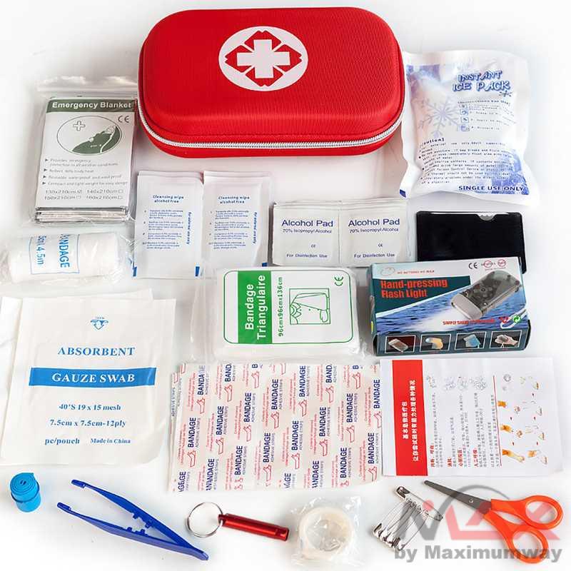 FervorFox Tas P3K kotak obat darurat First Aid Kit 18 in 1 emergency perlengkapan rumah mobil