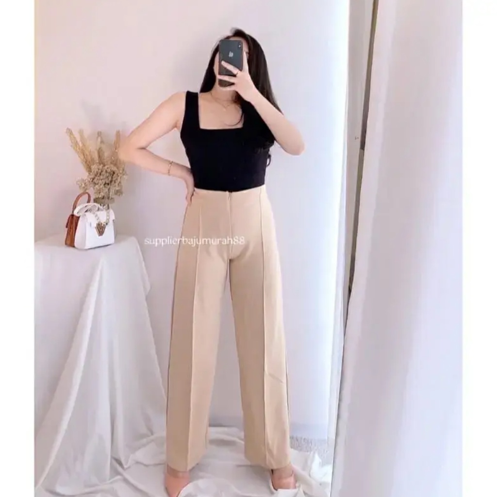 Celana Panjang Kulot Wanita Clana Panjanh Wanita Basic HW Irene Cullote Scuba Kekinian Wide Leg Kulot Terbaru Premium Bisa Bayar Ditempat-4
