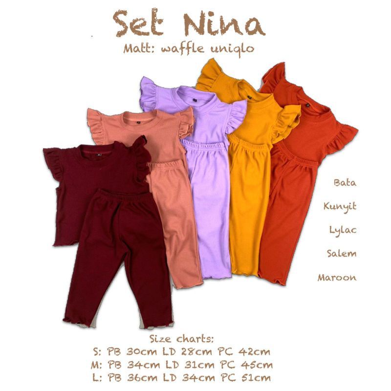 SET NINA SML - Setelan Anak Perempuan Waffle Uniqlo